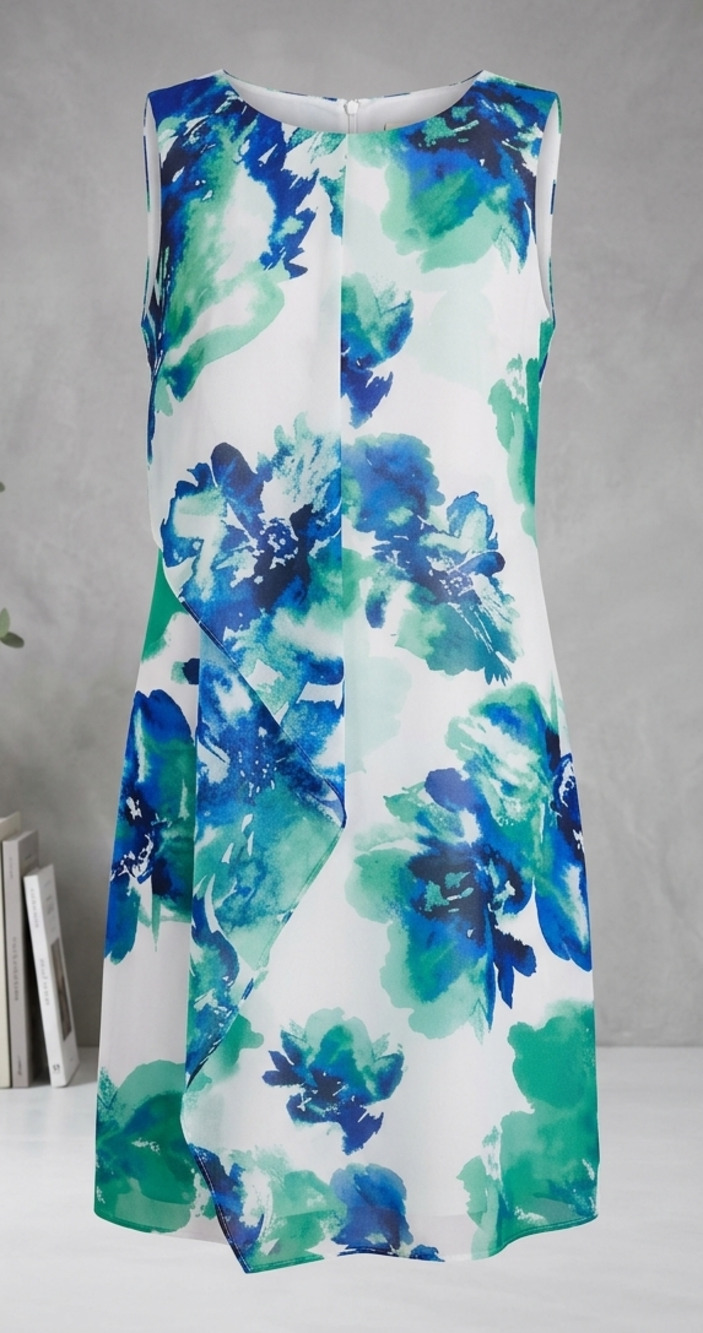 Covington Sleeveless Floral Print Hi-Lo Hem Dress